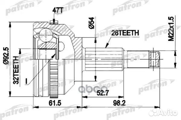 ШРУС наружн к-кт 26x54x32 ABS:47T chrysler: VOY