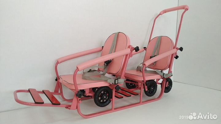 Санки для двоих розовые