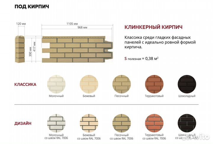 Фасадные полипропиленовые панели Grand Line Кирпич