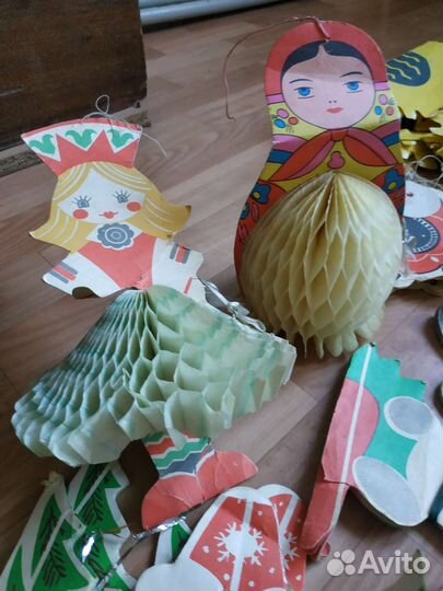 Новогодние флажки гирлянды конфетти СССР прищепки