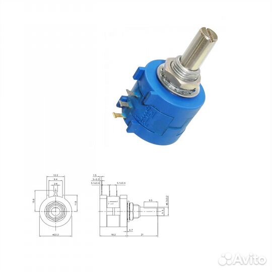 1 шт Резистор переменный 3590S-2 2 кОм / потенциом