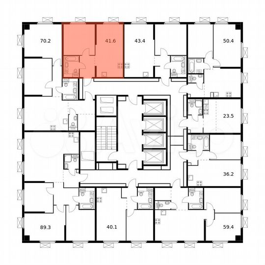 1-к. квартира, 41,6 м², 32/33 эт.