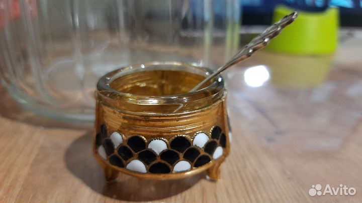 Солонка мельхиор СССР и серебряные ложки к ним