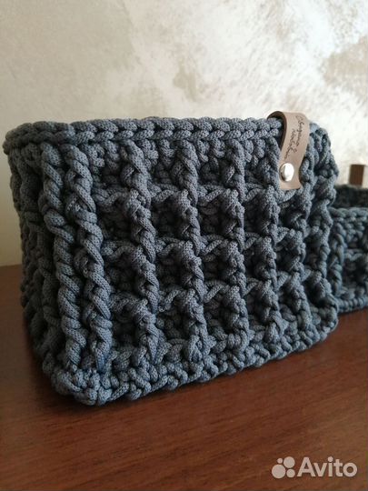 Корзинки вязаные, ручная работа