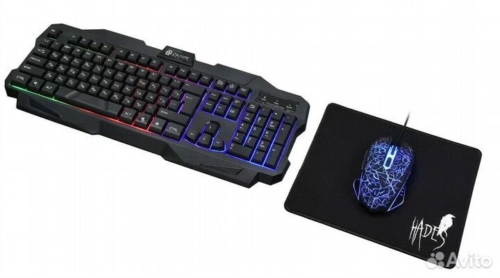 Комплект клавиатура+мышь+гарнитура+коврик oklick