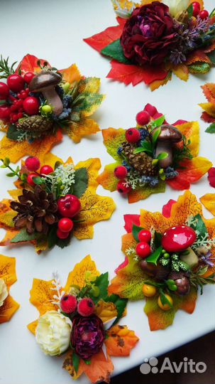 Осенняя брошь, бутоньерка, браслет, заколки