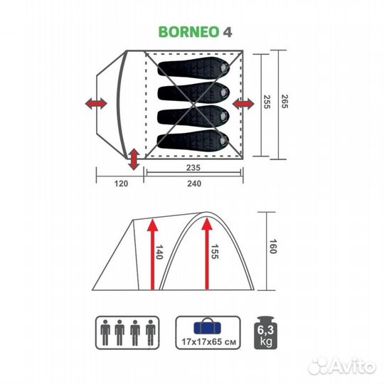 Четырехместная палатка borneo-4-G Premier Fishing