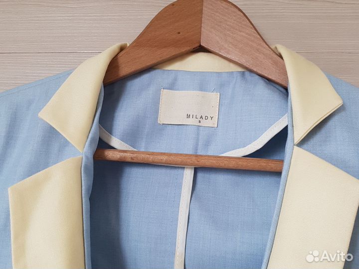 Пиджак летний жакет голубой 42