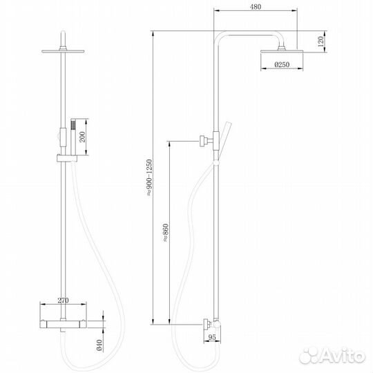 Душевая стойка abber Wasser Kreis AF8160Bчерная