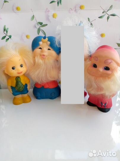 Игрушки резиновые СССР: Гном, Хоттабыч, Незнайка