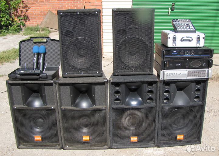 Колонки 2600W EVM 6шт усилители микшер микрофоны