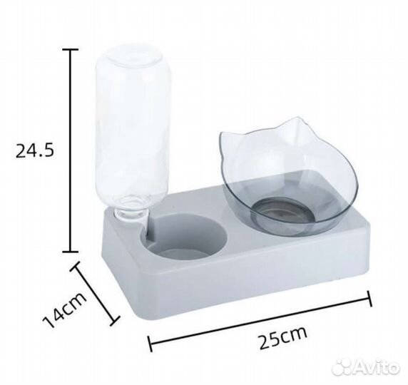 Двойная миска с автопоилкой для кошек и собак