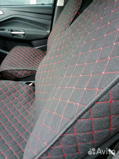 Накидки лён с красной строчкой