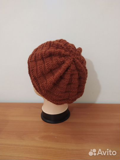 Шапка вязанная кепи берет
