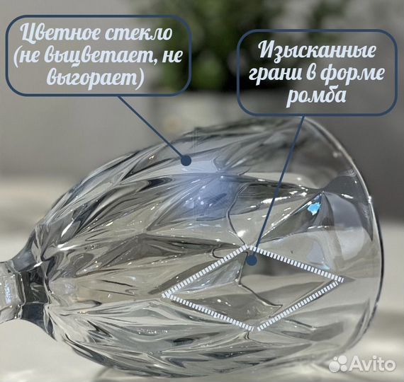 Бокалы; Набор бокалов 6шт (синие)