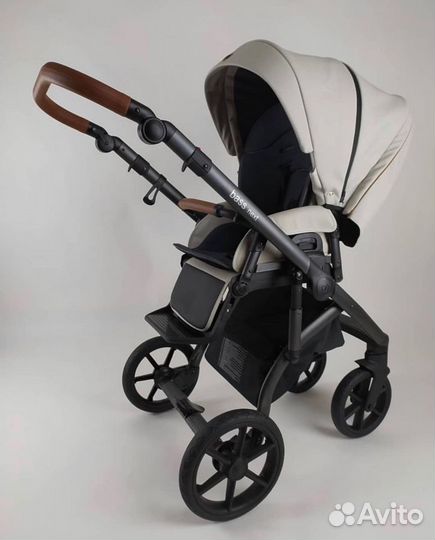 Коляска 2в1 Roan Bass Next эко-кожа св.серая