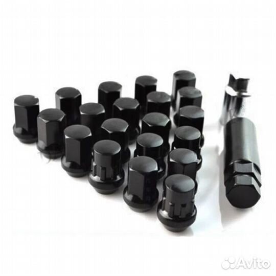 Гайки секретки (12х1.5) чёрный цвет (20шт + ключ)