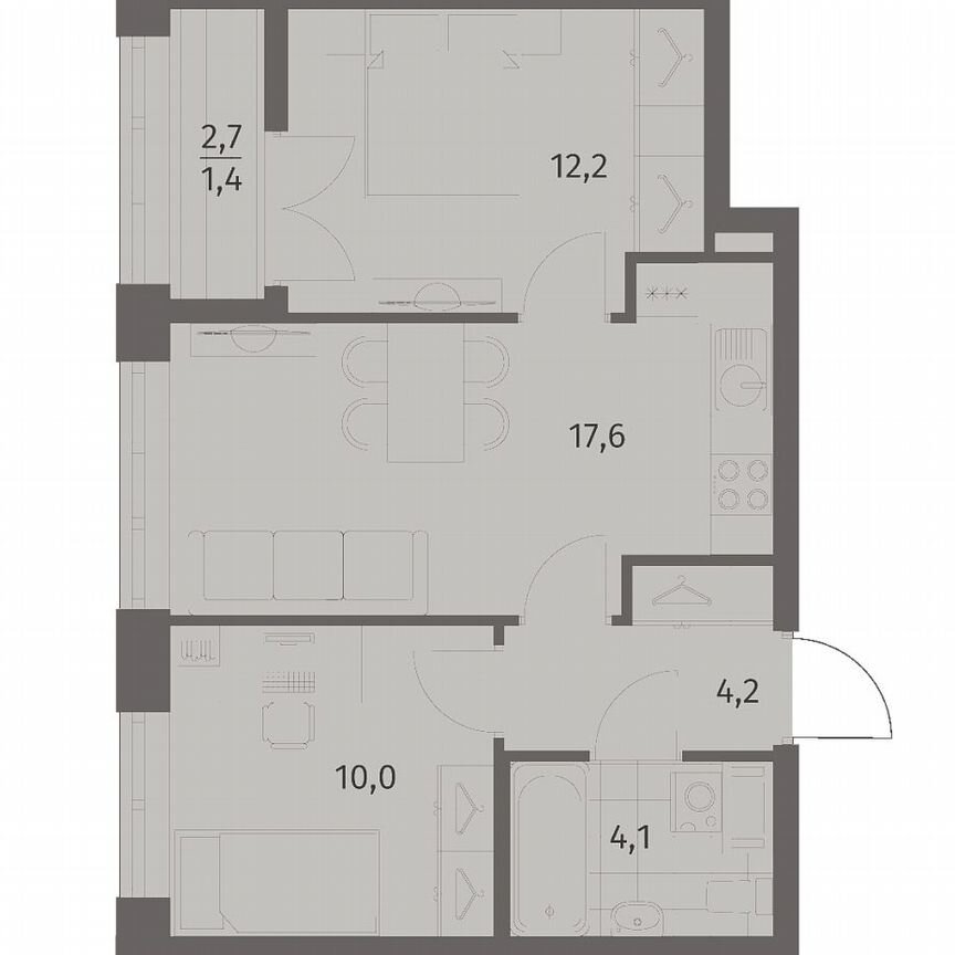 2-к. квартира, 49,4 м², 5/11 эт.