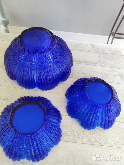 Синие салатники СССР Кобальтовое стекло