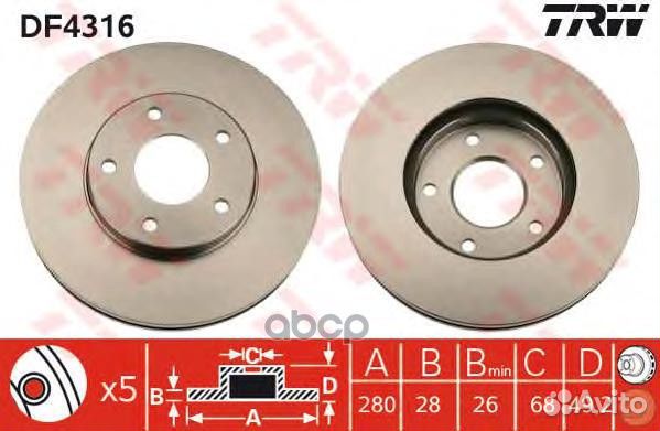 DF4316 Диск тормозной nissan X-trail (T30) /maxi