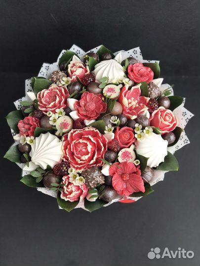 Съедобный букет из конфет зефира цветов учителю