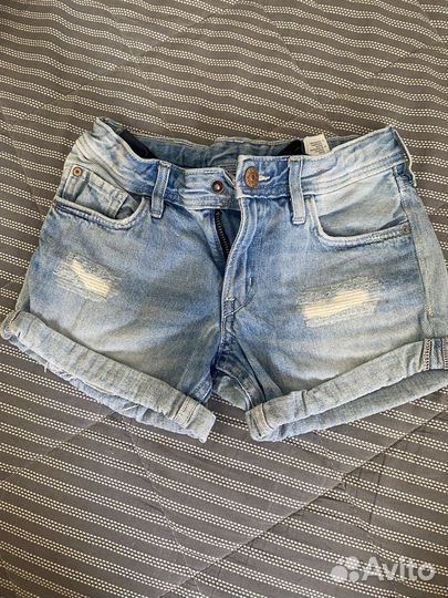 Джинсовые шорты h&m для девочки 7-8 лет