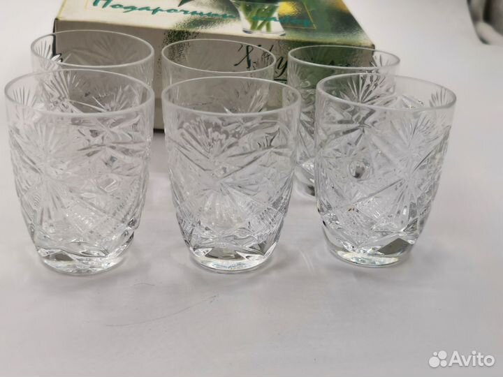 Стопки хрустальные СССР 6 штук новые 6,5 см