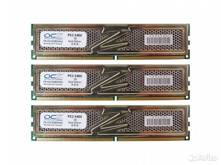 Модули памяти OCZ dimm DDR2-800 1 гб бу идеал 3 шт
