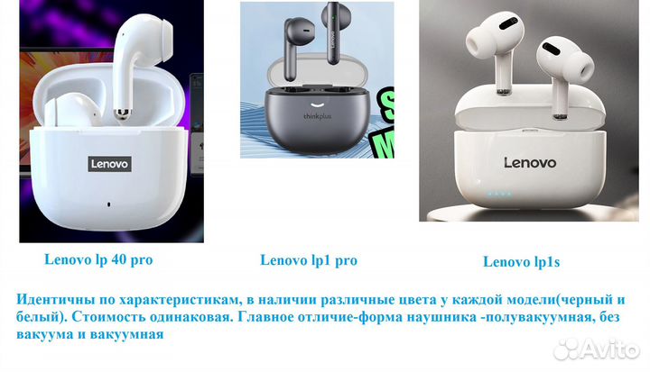 Новые беспроводные наушники Lenovo запечатанные