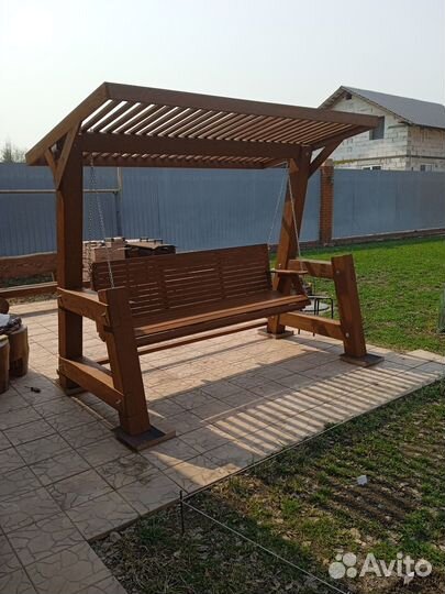 Качели садовые деревянные