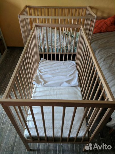 Детская кроватка из бука IKEA + пружинный матрас