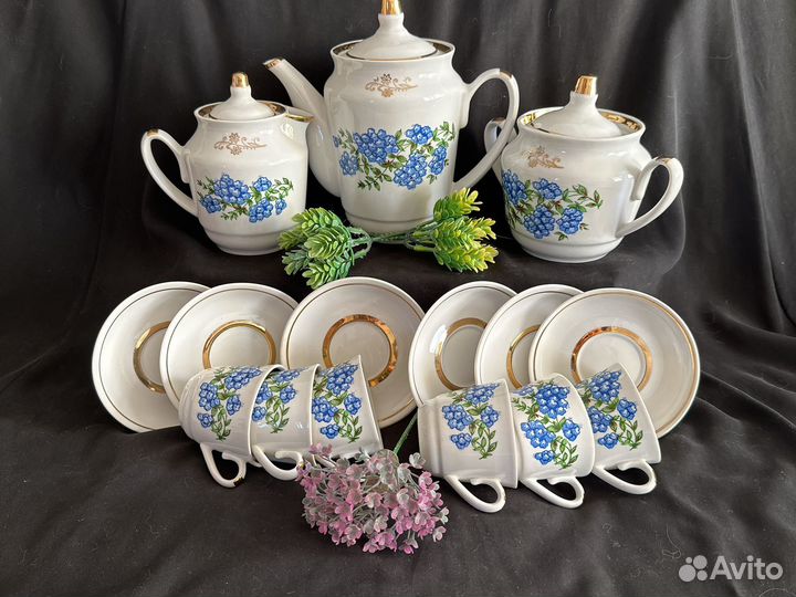 Кофейный сервиз Незабудки гфз СССР 6 персон