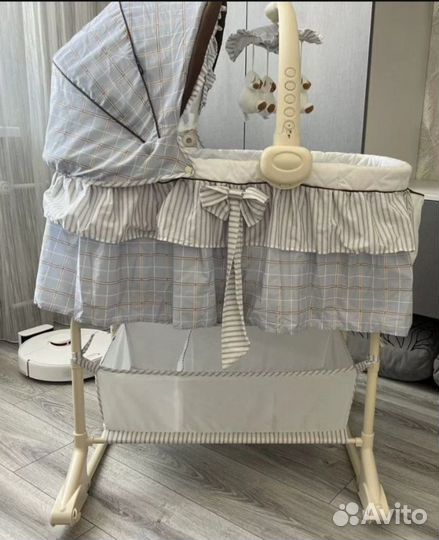 Детская люлька колыбель на колесах babyton