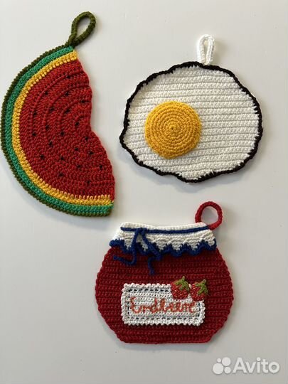 Вязаные крючком прихватки, ручная работа