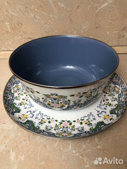 Набор миска и поднос эмалированные