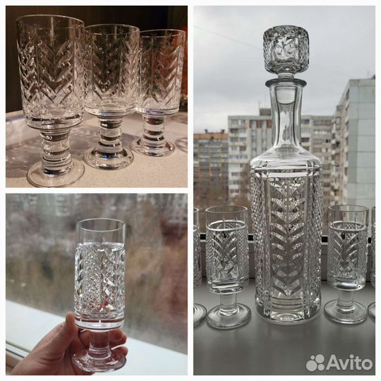 Хрустальный графин с рюмками