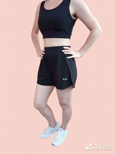 Шорты спортивные двойные женские