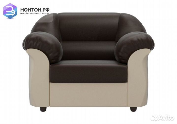Кресло Карнелла экокожа коричневая / бежевая