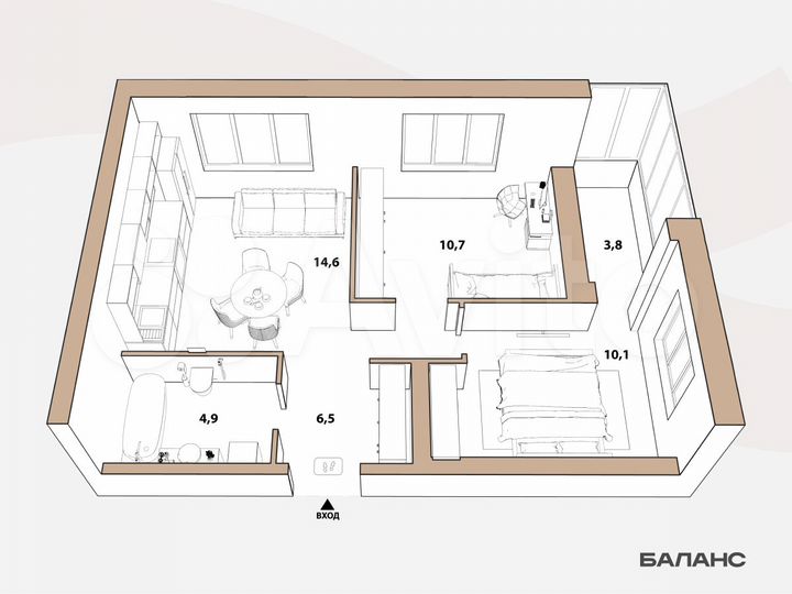 2-к. квартира, 48 м², 14/23 эт.