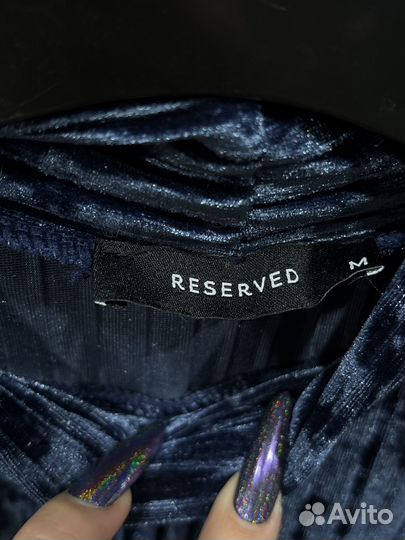 Платье синее бархатное Reserved