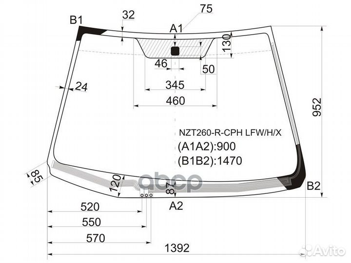 Стекло лобовое (Обогрев щеток) Toyota Allion