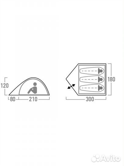 Палатка туристическая 3 местная двухслойная новая