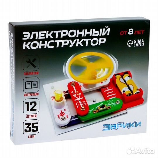 Конструктор электронный «Эврики», 35 схем, 12 элем