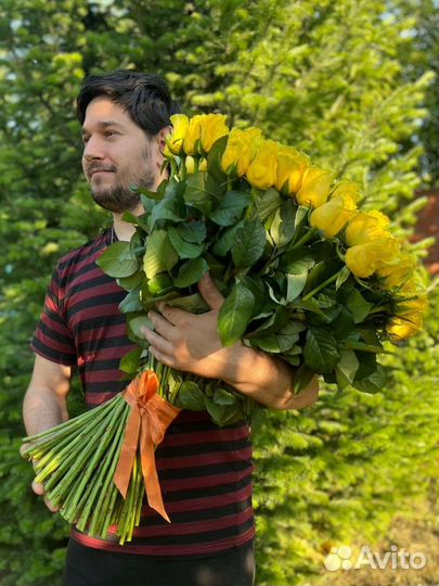 Лимонные розы. Букет из Жёлтых роз