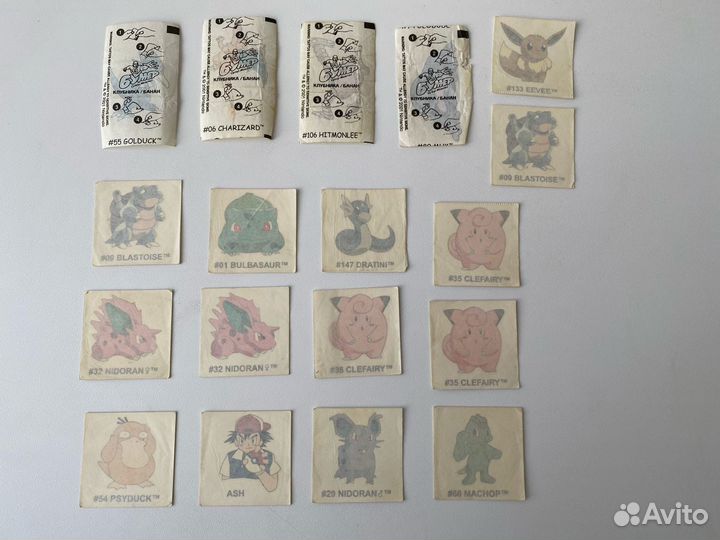 Наклейки вкладыши сводилка тату Покемон