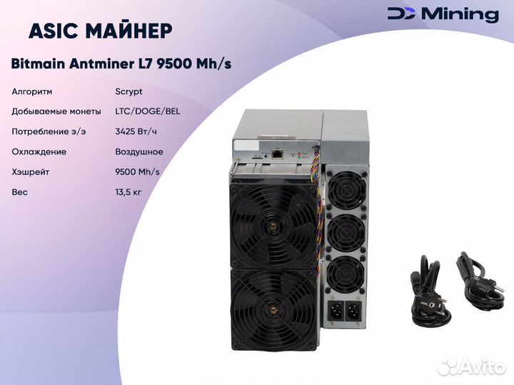 Asic майнер Bitmain Antminer L7 9500 Mh/s