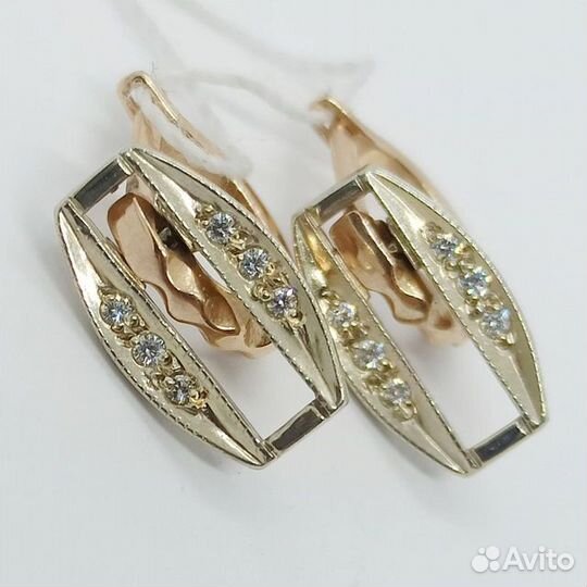 Серьги с синтетическим камнем Золото