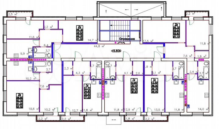 2-к. квартира, 52,5 м², 3/3 эт.