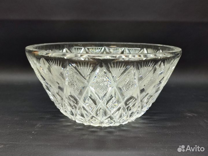 Салатник хрустальный ромбы конус