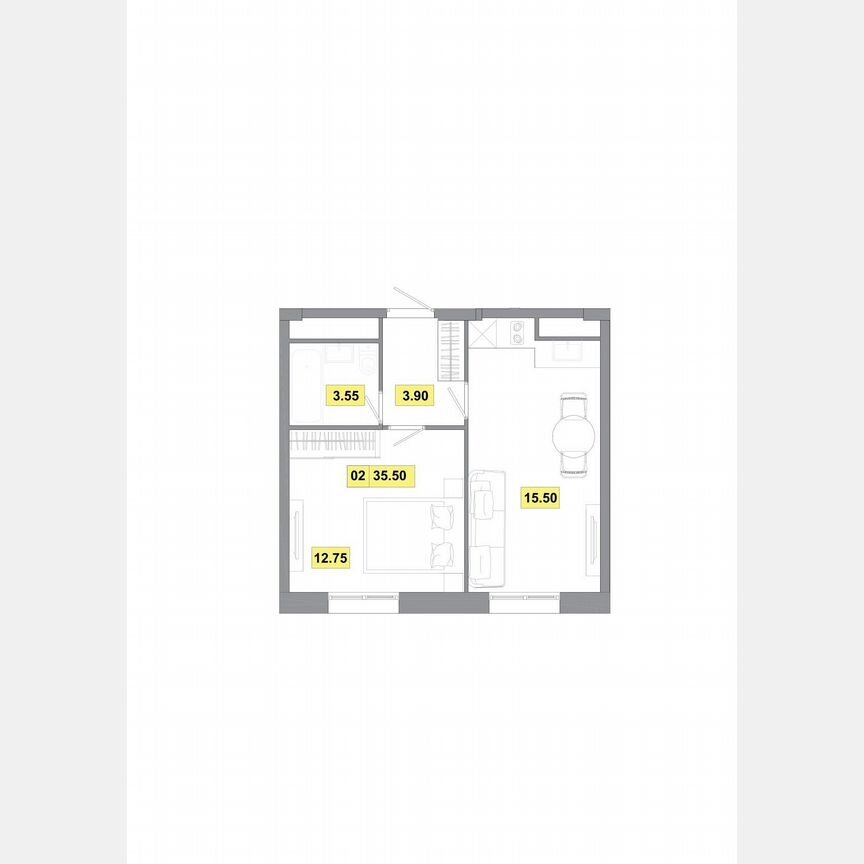 1-к. квартира, 35,5 м², 1/9 эт.